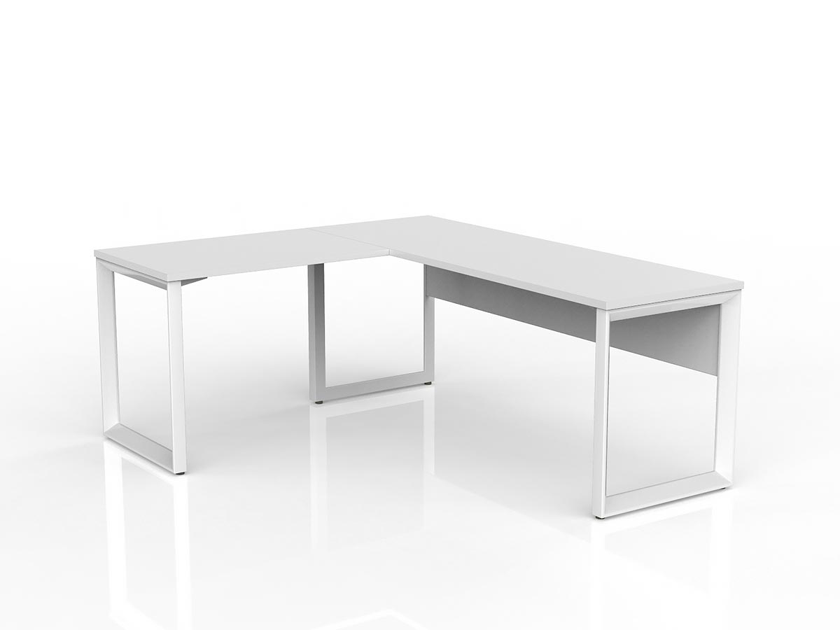 OL Anvil Desk with Return and Modesty – White Top with White Frame