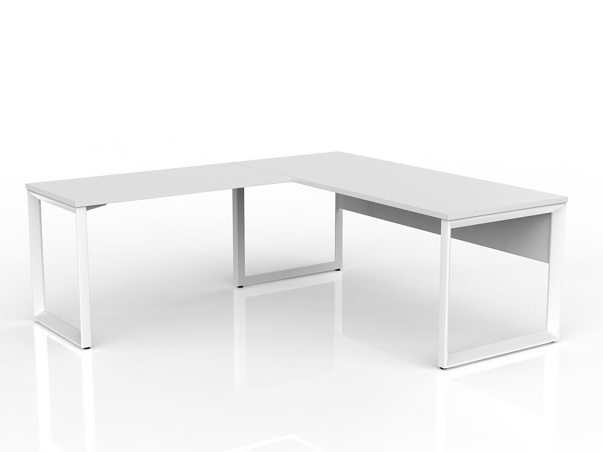 OL Anvil Desk with Return and Modesty – White Top with White Frame