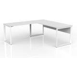 OL Anvil Desk with Return and Modesty – White Top with White Frame