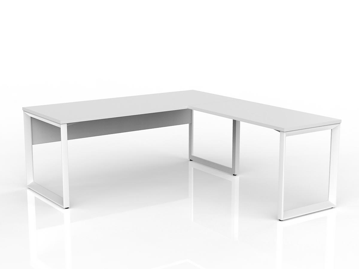 OL Anvil Desk with Return and Modesty – White Top with White Frame