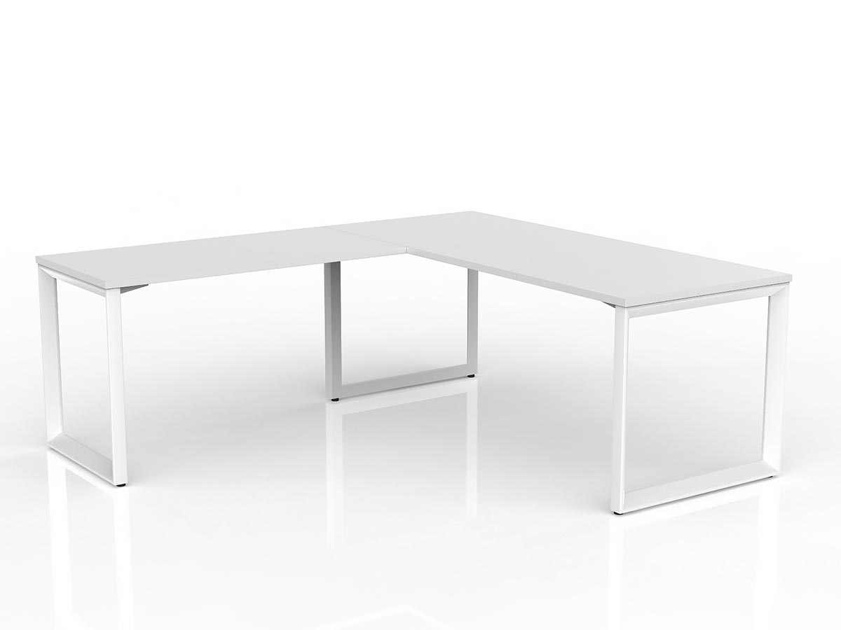 OL Anvil Melamine Top Metal Frame Office Desk with Return