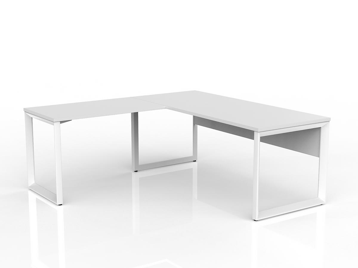 OL Anvil Desk with Return and Modesty – White Top with White Frame