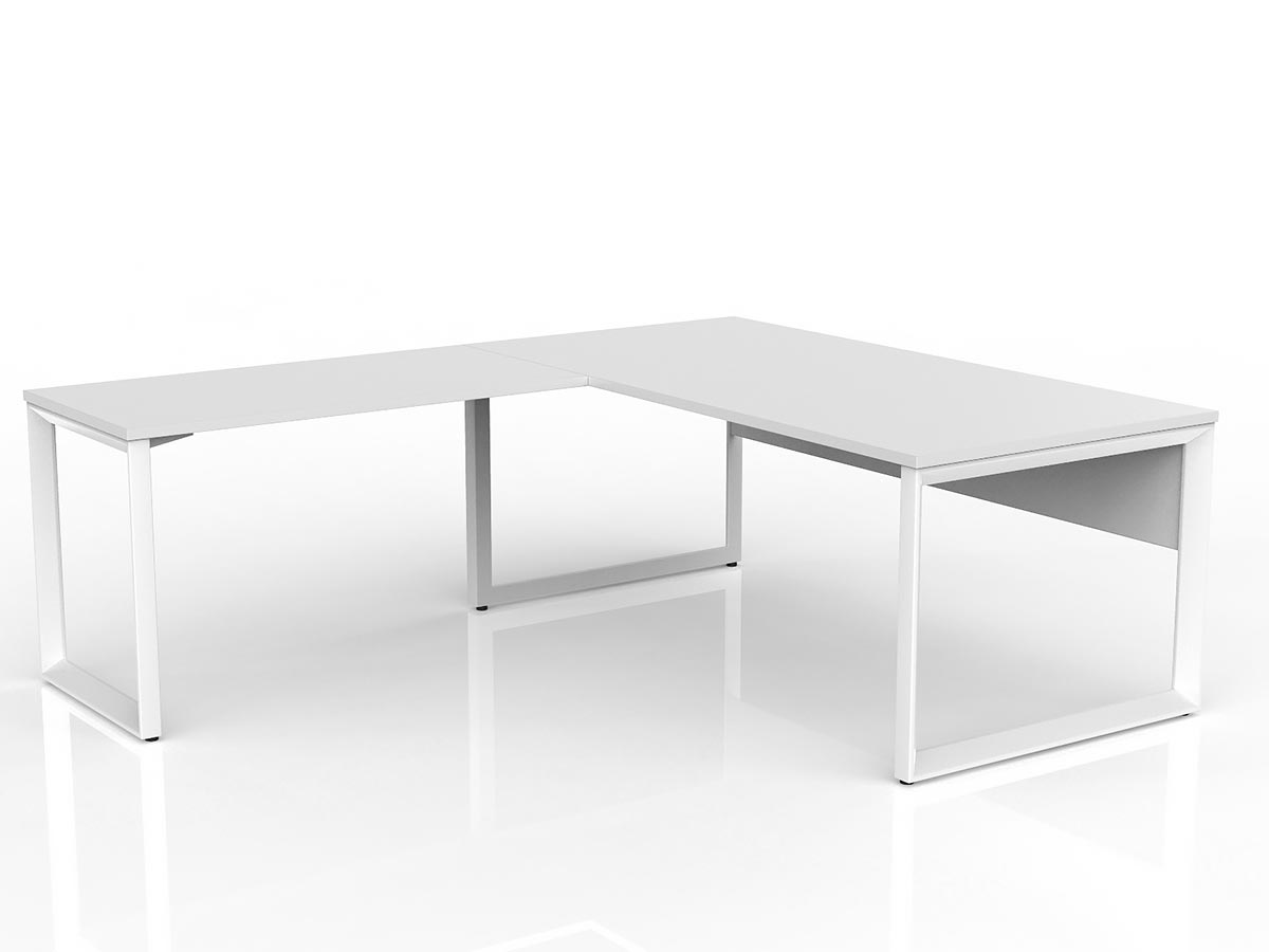 OL Anvil Desk with Return and Modesty – White Top with White Frame