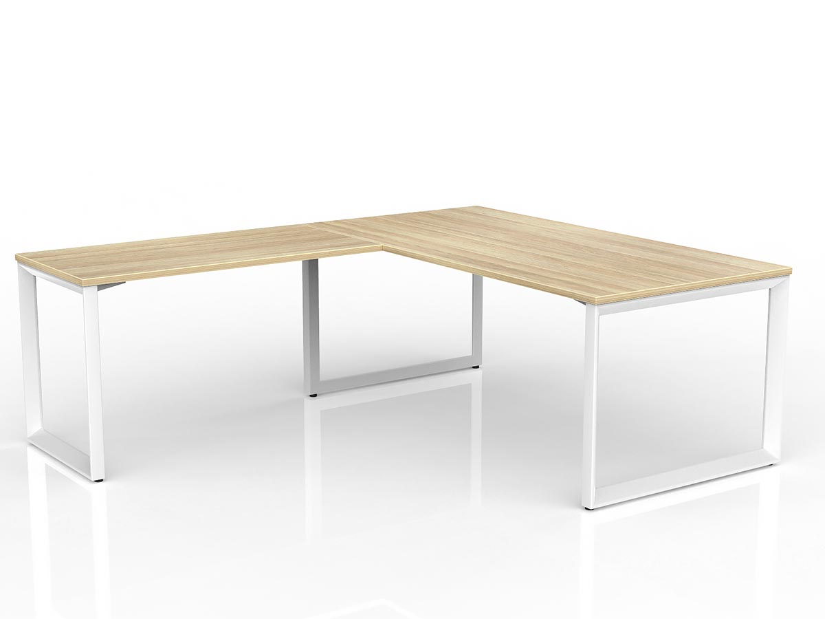 OL Anvil Melamine Top Metal Frame Office Desk with Return