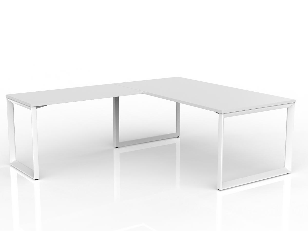 OL Anvil Melamine Top Metal Frame Office Desk with Return