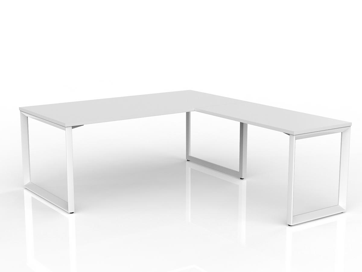 OL Anvil Melamine Top Metal Frame Office Desk with Return