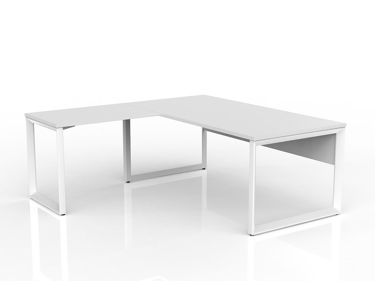 OL Anvil Desk with Return and Modesty – White Top with White Frame