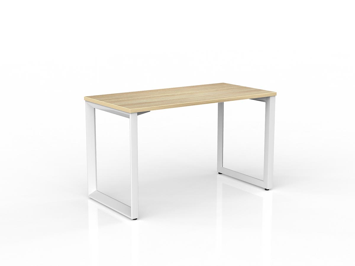 OL Anvil Straight Desk – Oak Top with White Frame