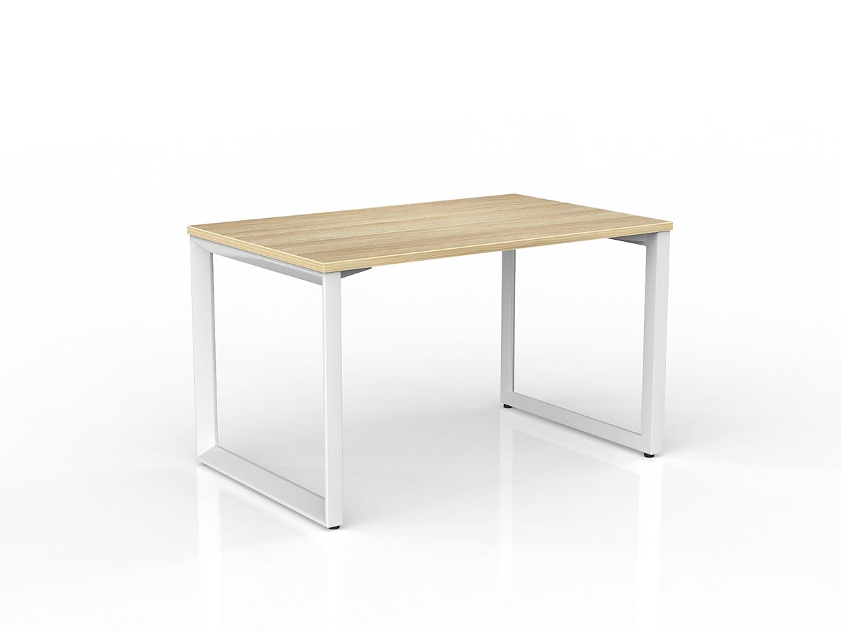 OL Anvil Straight Desk – Oak Top with White Frame