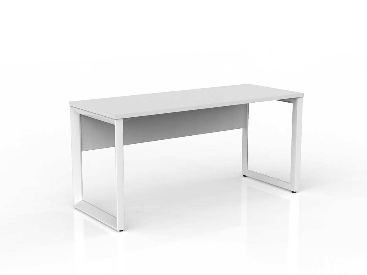 OL Anvil Straight Desk with Modesty – White Top with White Frame