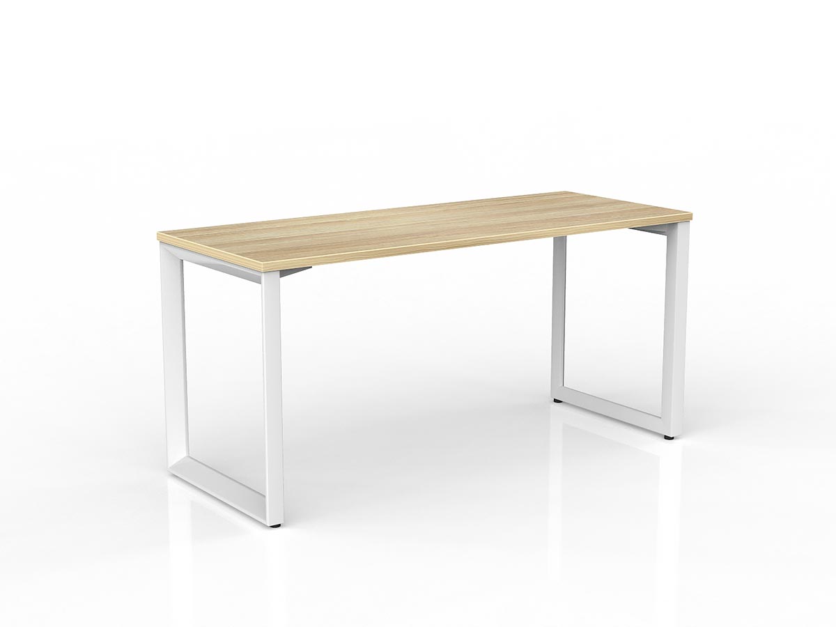 OL Anvil Straight Desk – Oak Top with White Frame