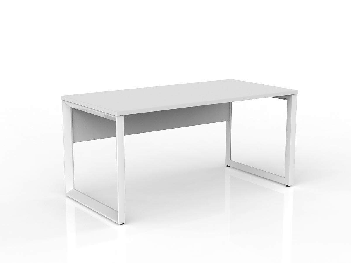 OL Anvil Straight Desk with Modesty – White Top with White Frame