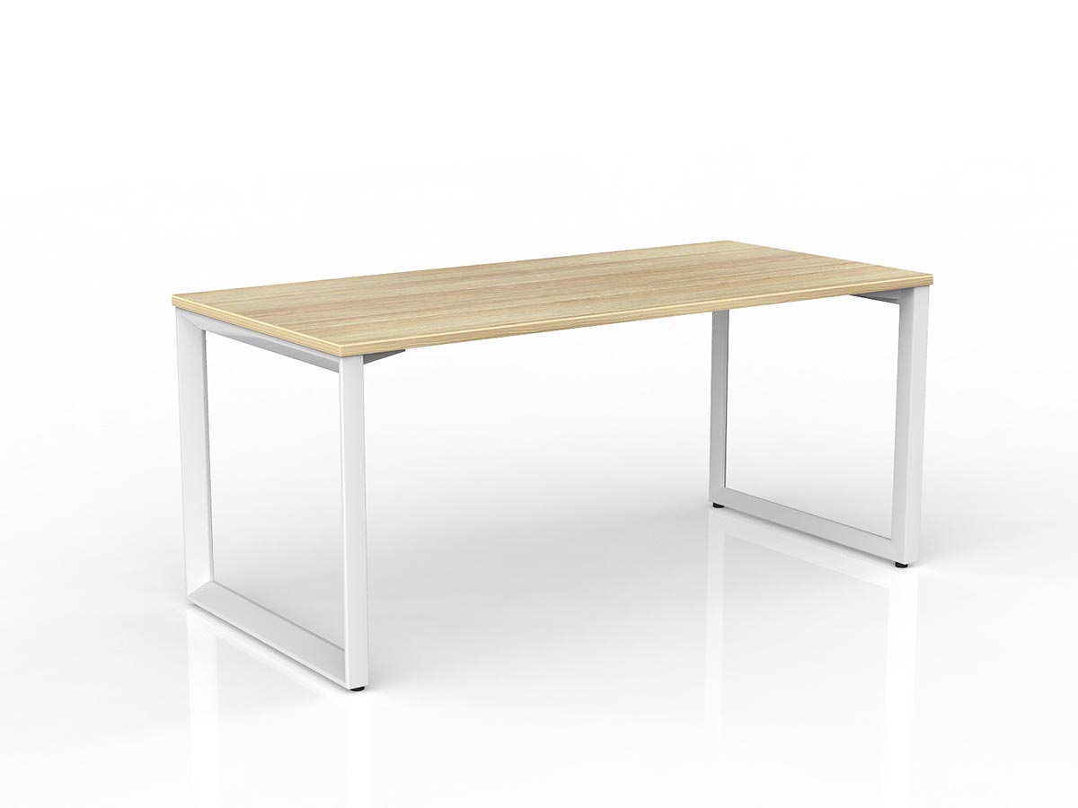 OL Anvil Straight Desk – Oak Top with White Frame