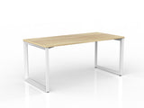 OL Anvil Straight Desk – Oak Top with White Frame