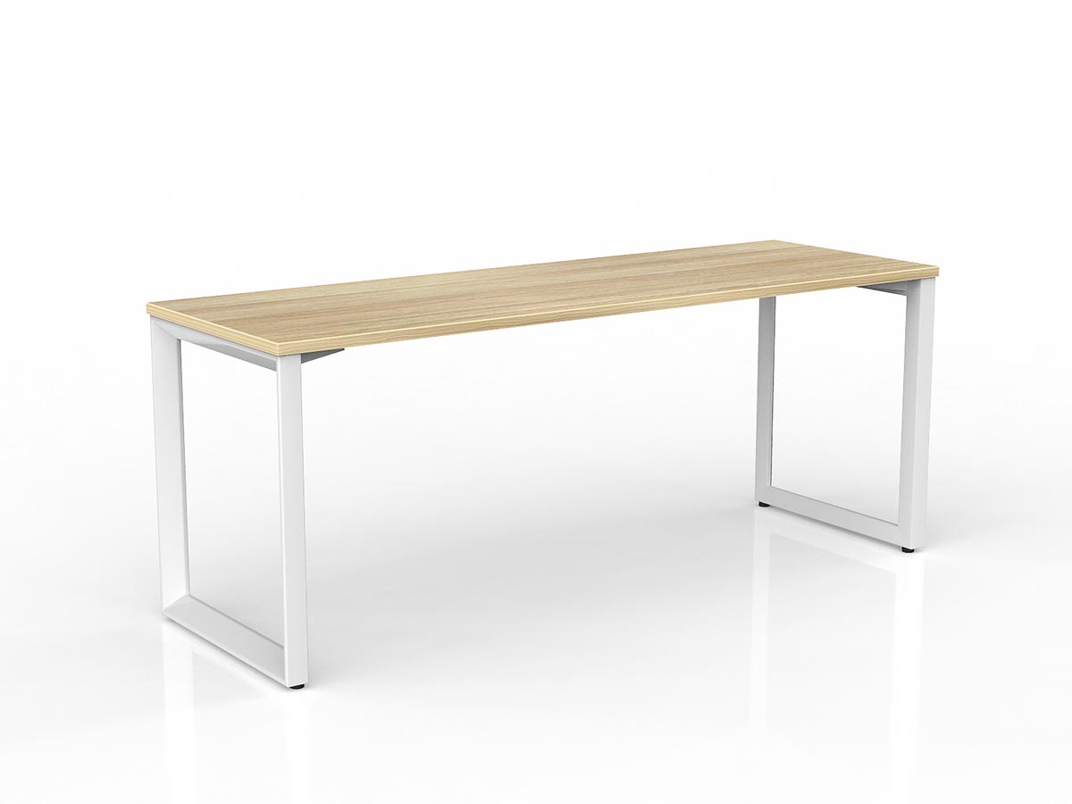 OL Anvil Straight Desk – Oak Top with White Frame