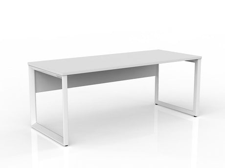 OL Anvil Straight Desk with Modesty – White Top with White Frame