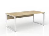 OL Anvil Straight Desk with Modesty – Oak Top with White Frame