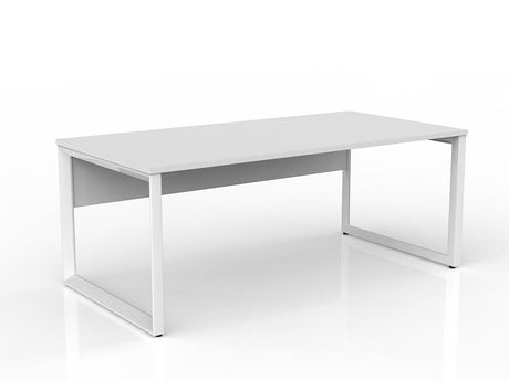 OL Anvil Straight Desk with Modesty – White Top with White Frame