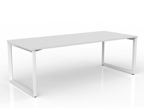 OL Anvil Straight Desk – White Top with White Frame