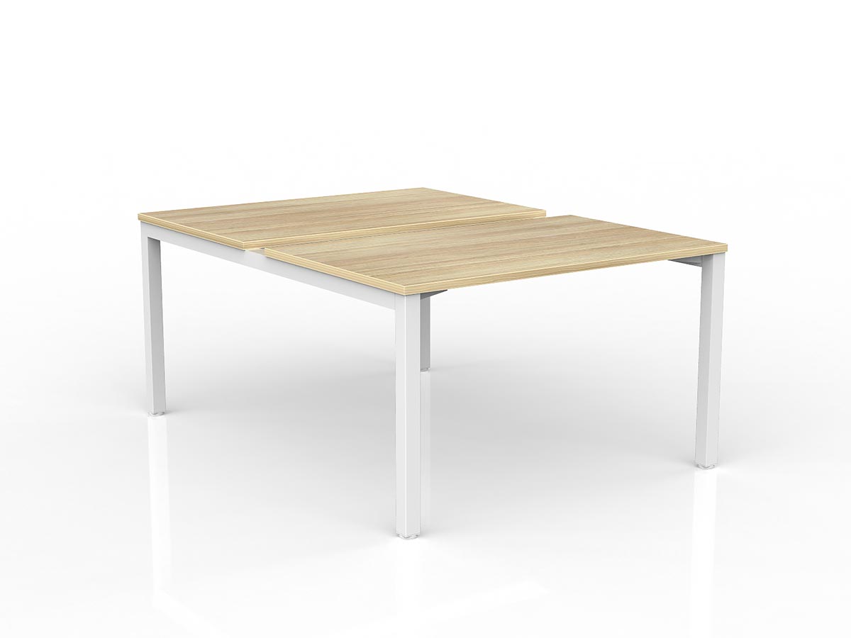 OL Axis 2-User Double Sided Workspace – Oak Top with White Frame