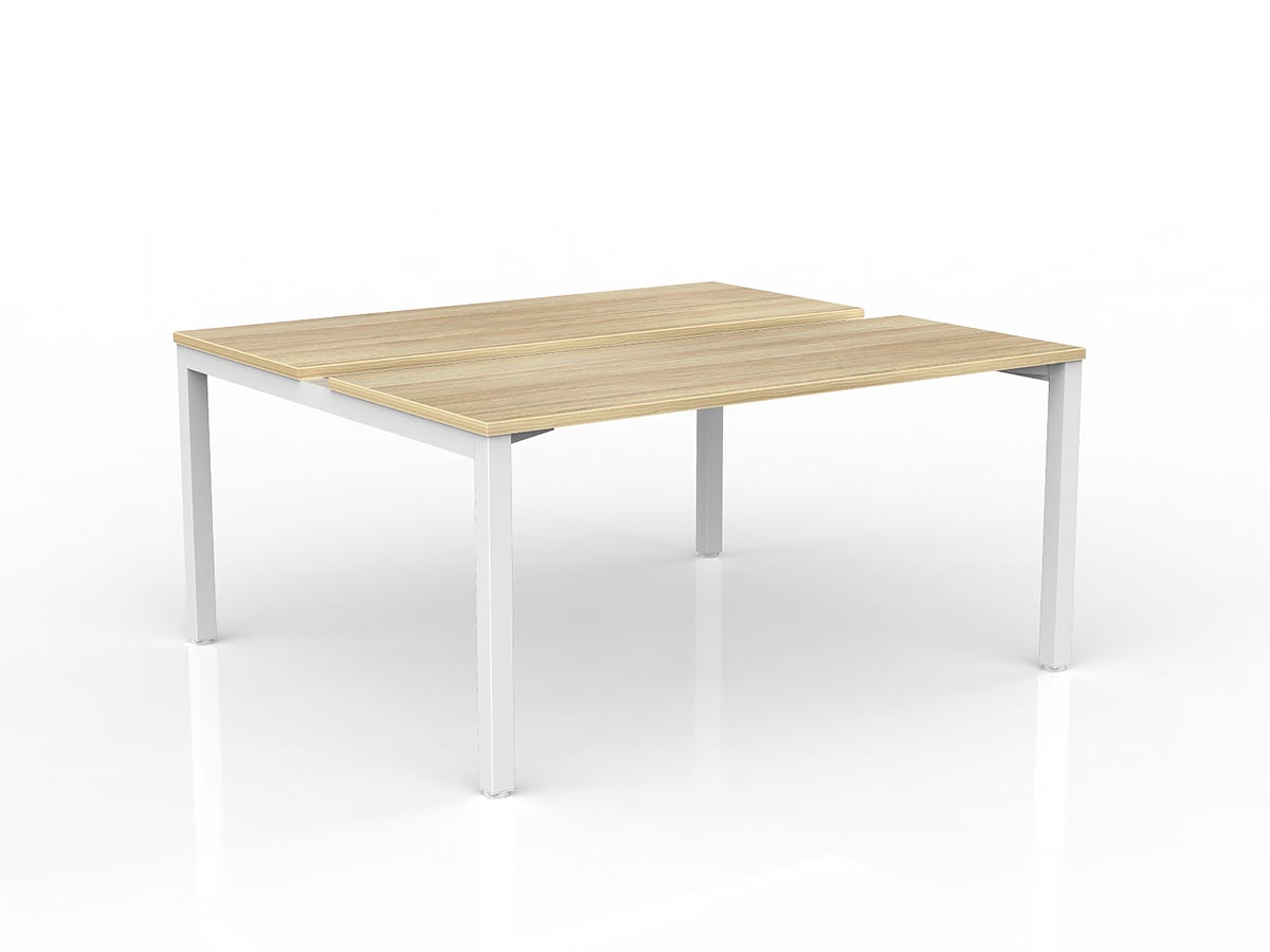 OL Axis 2-User Double Sided Workspace – Oak Top with White Frame