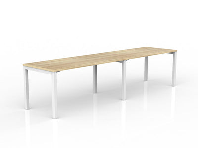 OL Axis 2-User Single Sided Desk – Oak Top White Frame