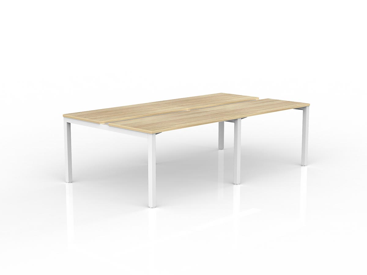 OL Axis 4-User Double Sided Workspace – Oak Top with White Frame