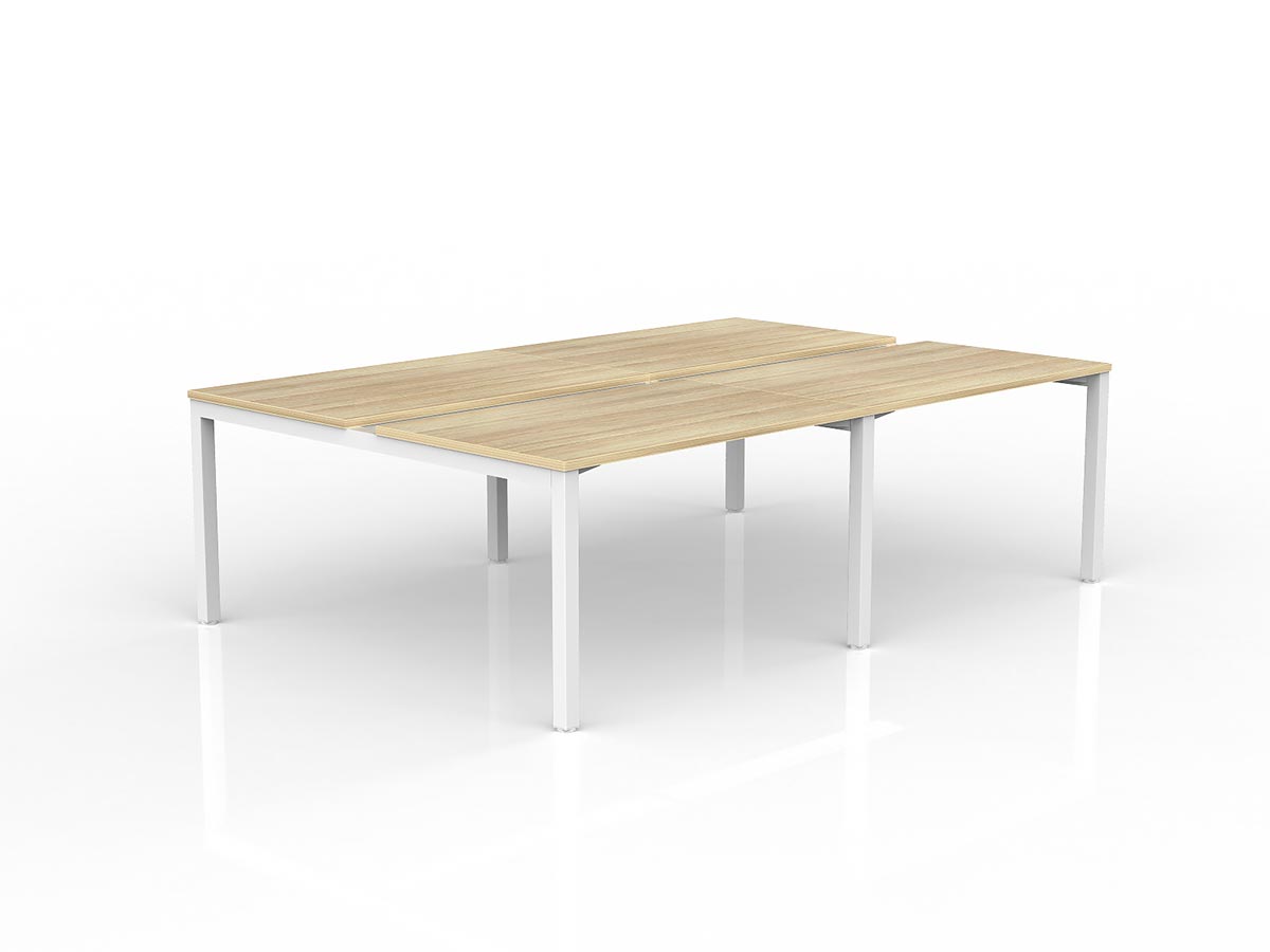 OL Axis 4-User Double Sided Workspace – Oak Top with White Frame