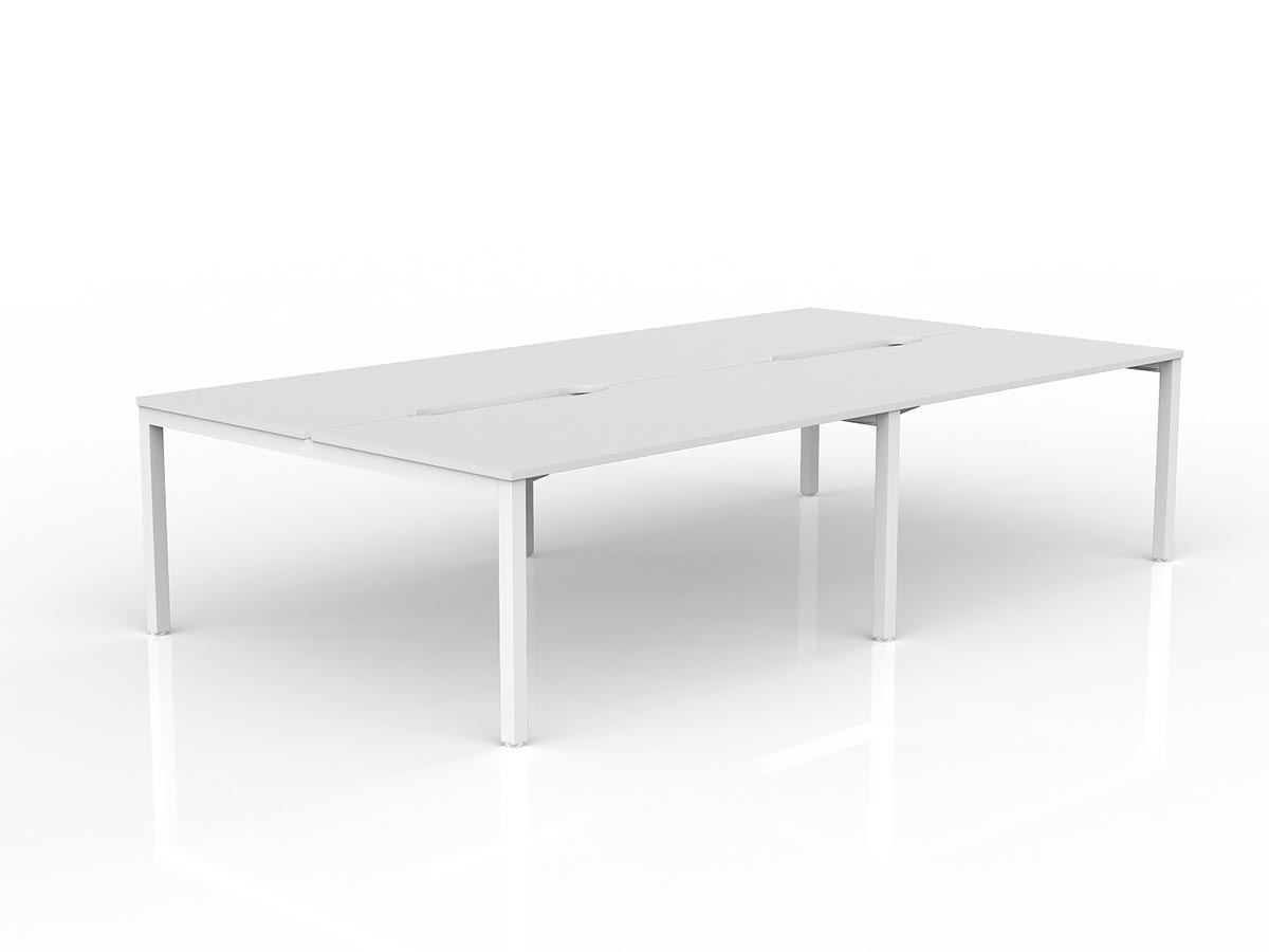 OL Axis 4-User Double Sided Workspace – White Top with White Frame