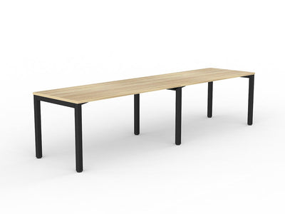OL Axis 2-User Single Sided Desk – Oak Top Black Frame