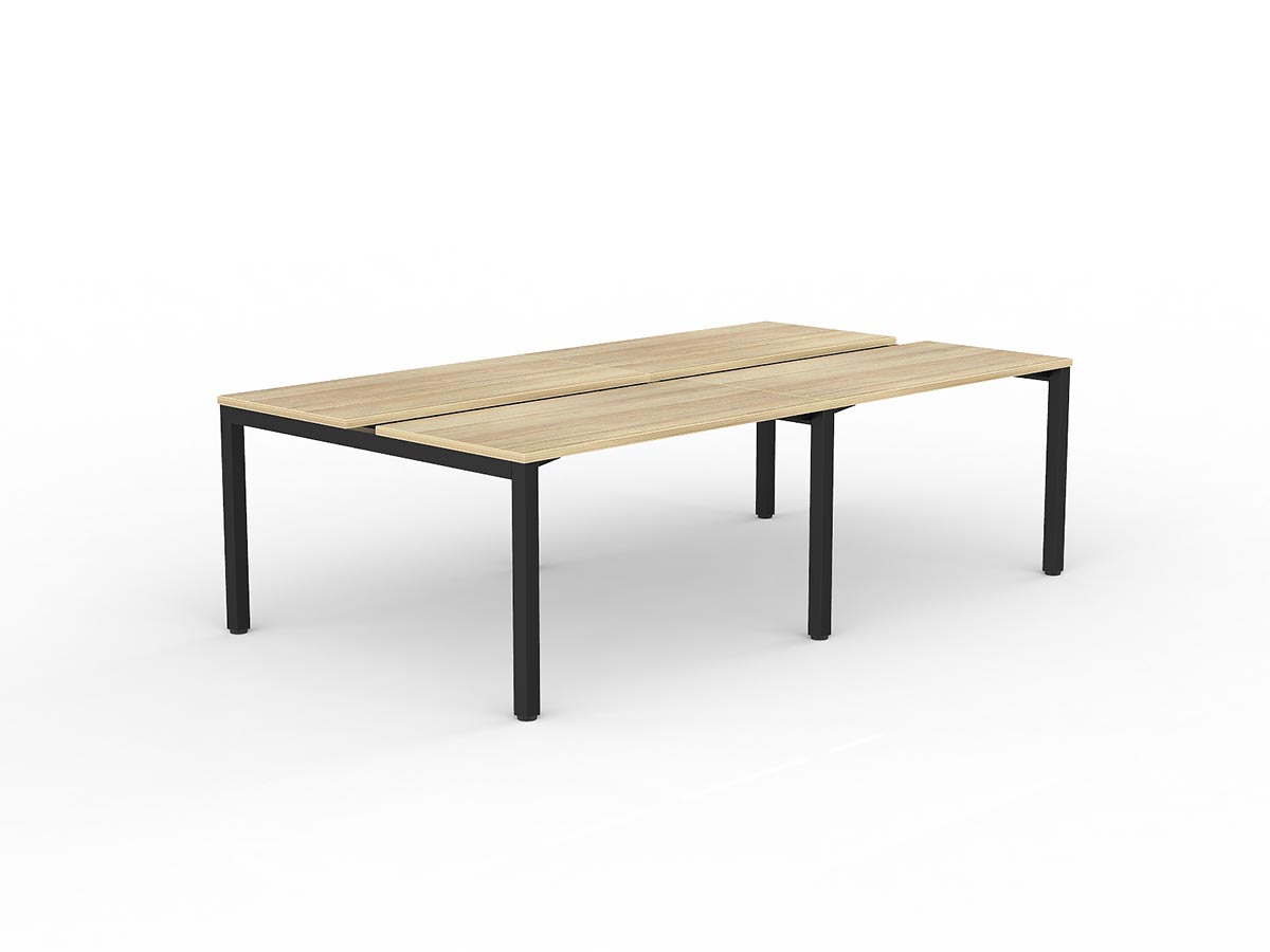 OL Axis 4-User Double Sided Workspace – Oak Top with Black Frame