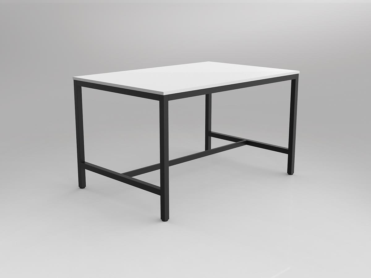 OL Axis Bar Leaner Table - White Top with Black Frame