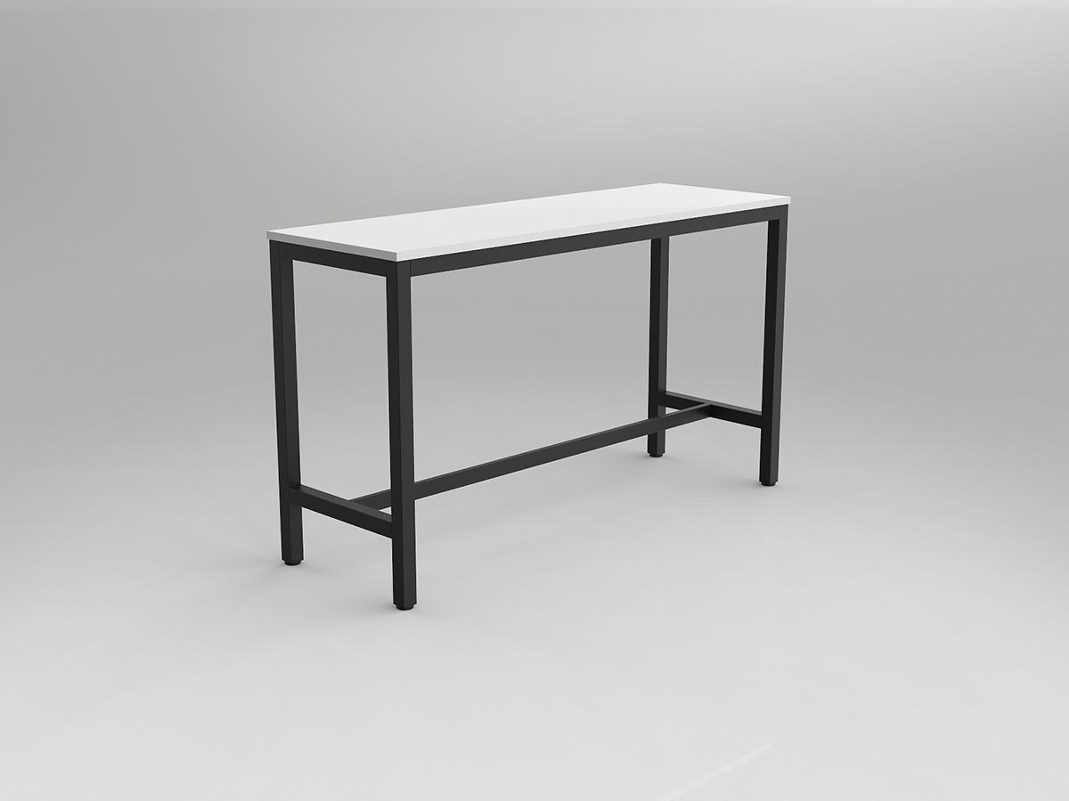 OL Axis Bar Leaner Table - White Top with Black Frame