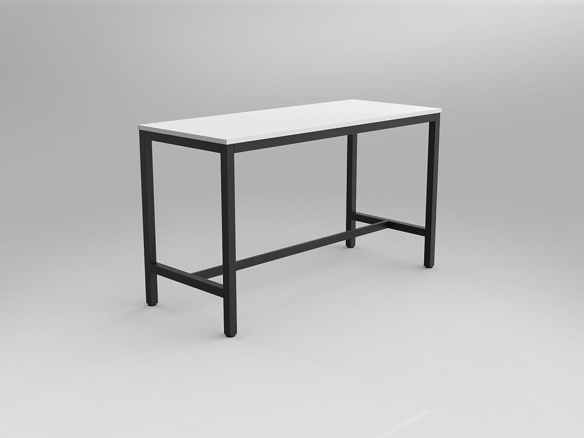 OL Axis Bar Leaner Table - White Top with Black Frame