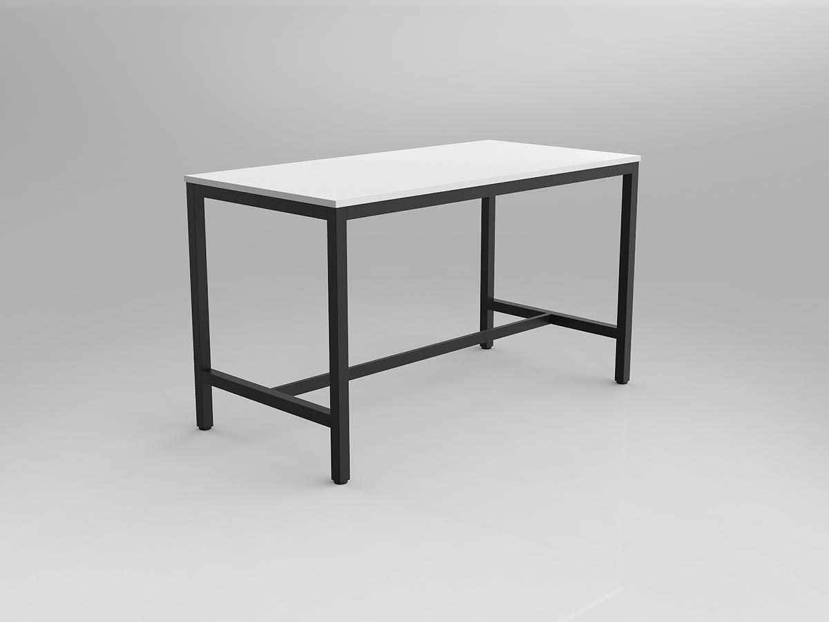 OL Axis Bar Leaner Table - White Top with Black Frame