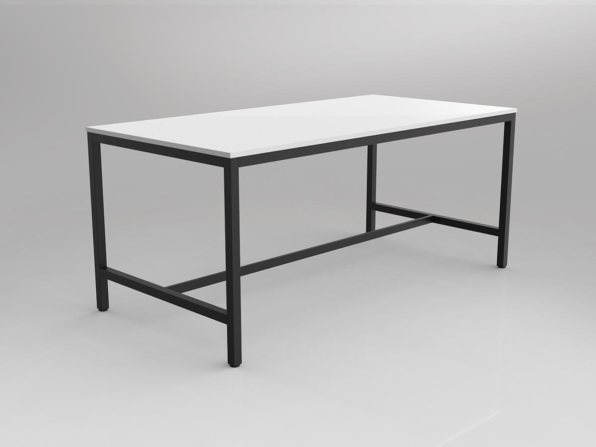 OL Axis Bar Leaner Table - White Top with Black Frame