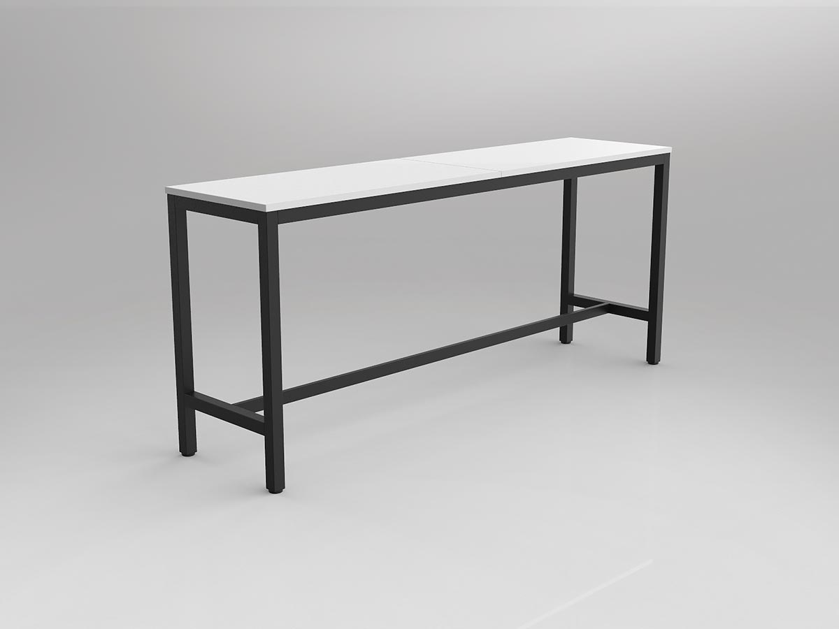 OL Axis Bar Leaner Table - White Top with Black Frame