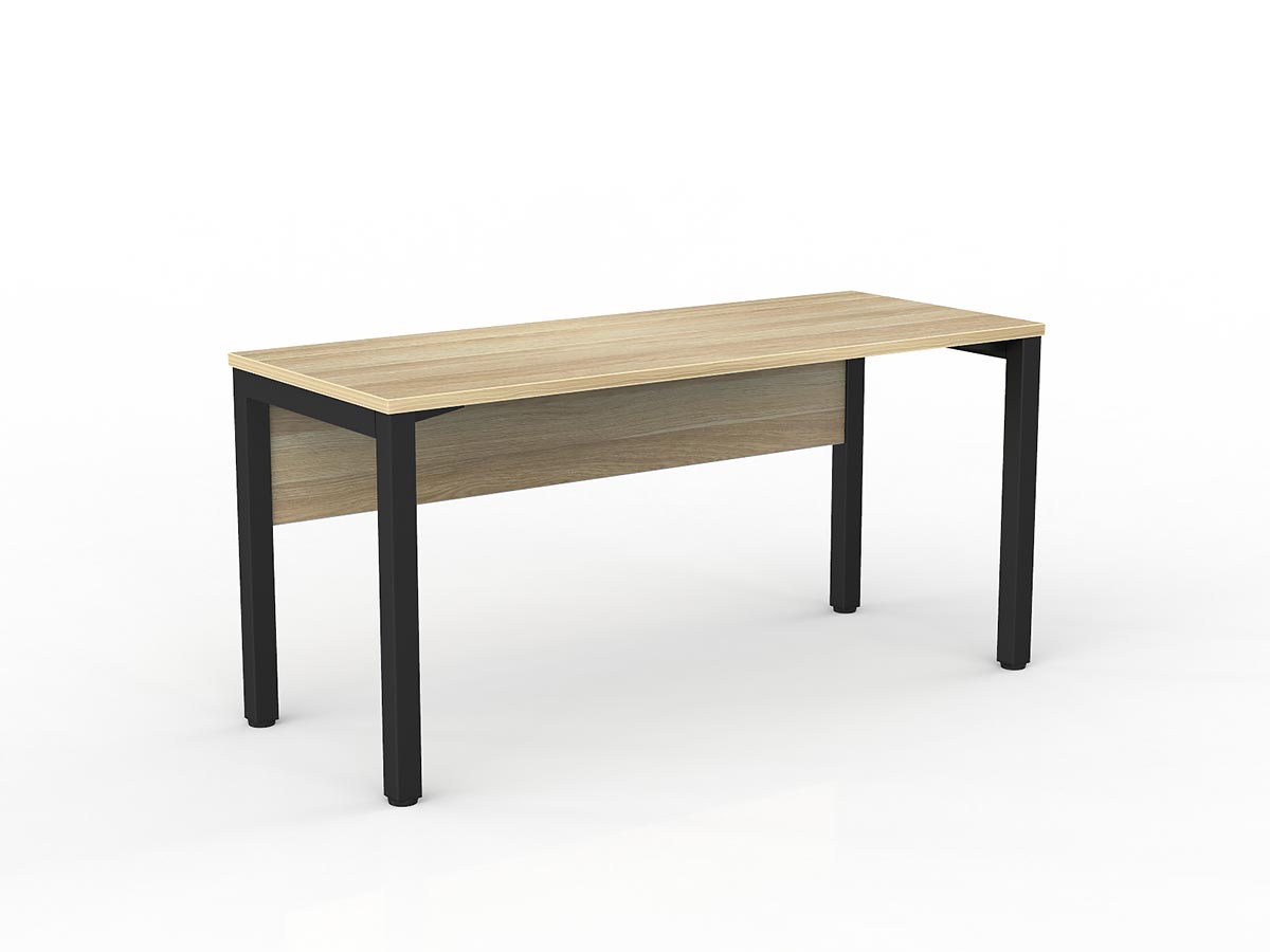 OL Axis Straight Desk with Melamine Modesty – Oak Top with Black Frame