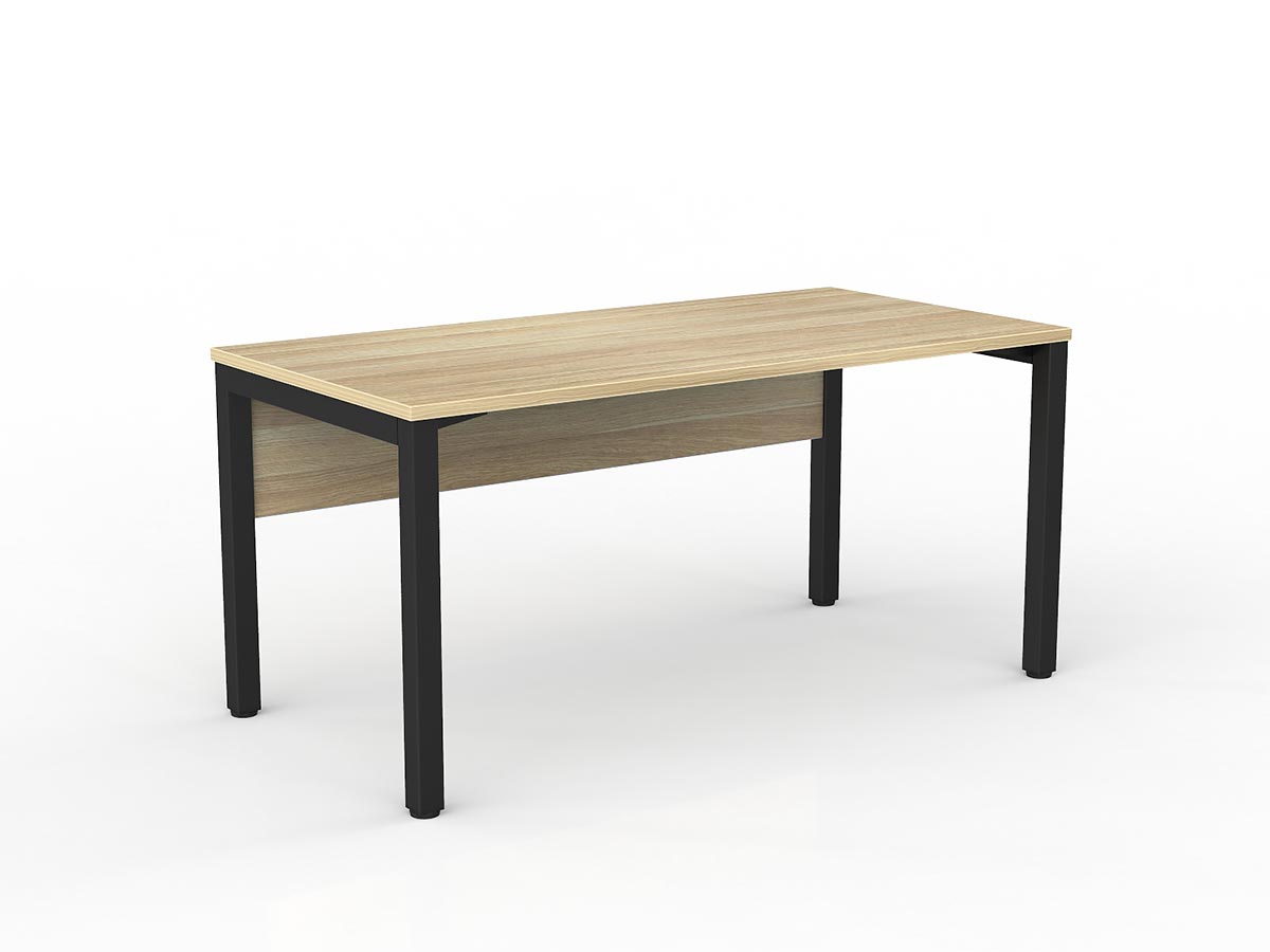 OL Axis Straight Desk with Melamine Modesty – Oak Top with Black Frame