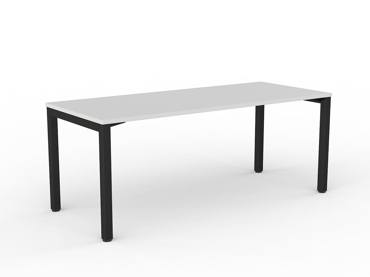 OL Axis Straight Desk – White Top with Black Frame