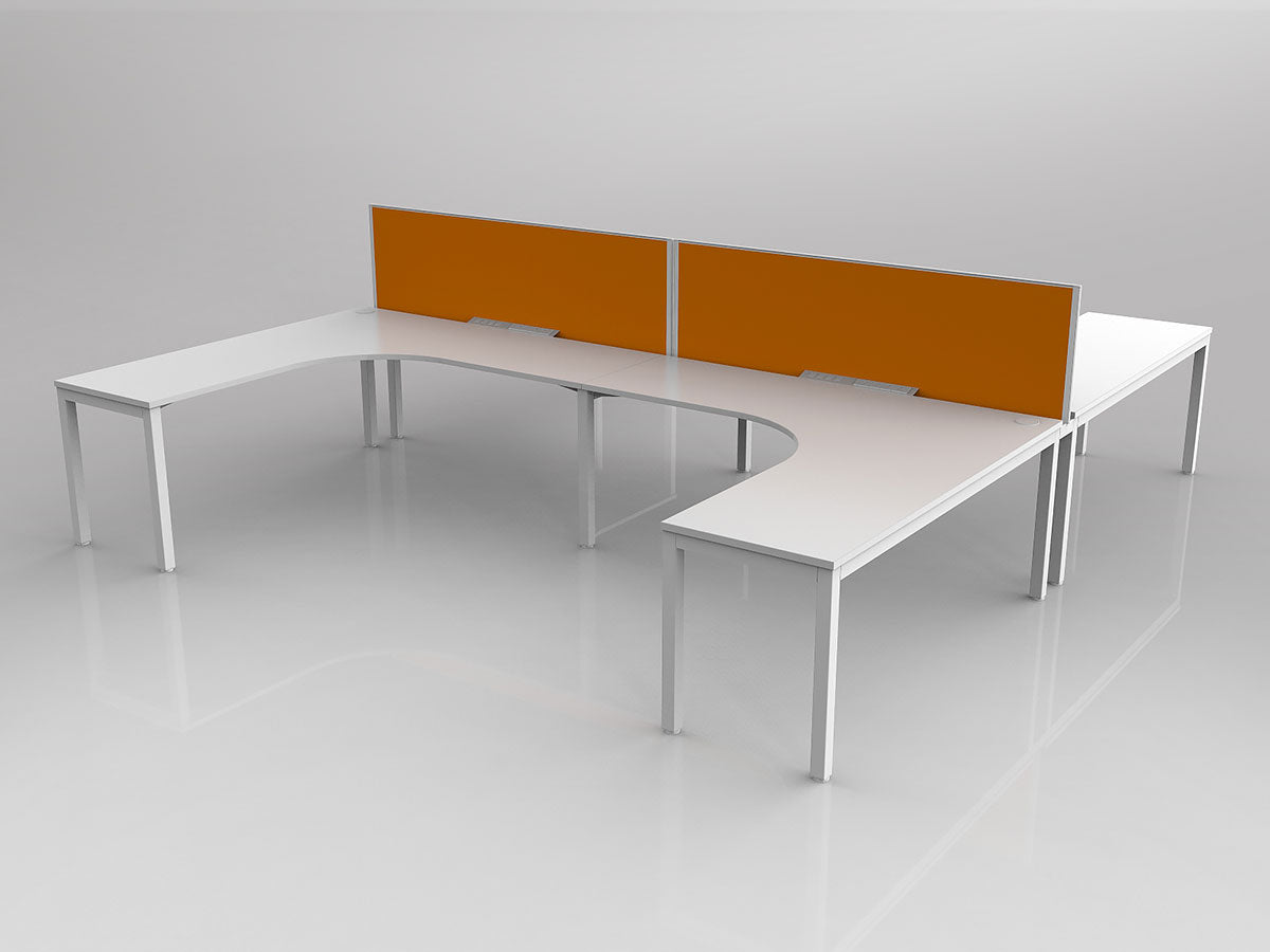 OL Axis 4 User H-Shape 90° Workstation with Screen - Breathe Fabric