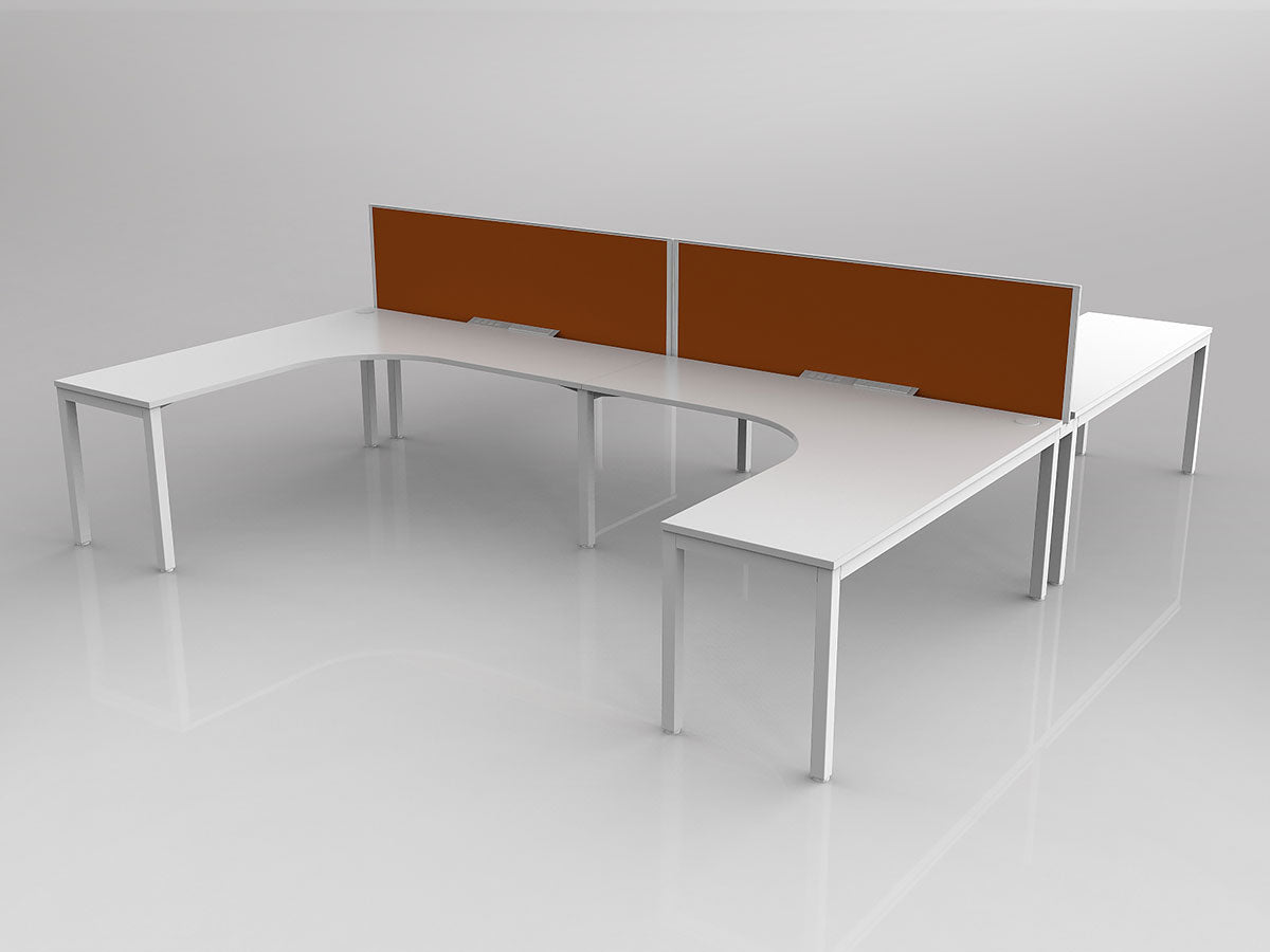 OL Axis 4 User H-Shape 90° Workstation with Screen - Breathe Fabric