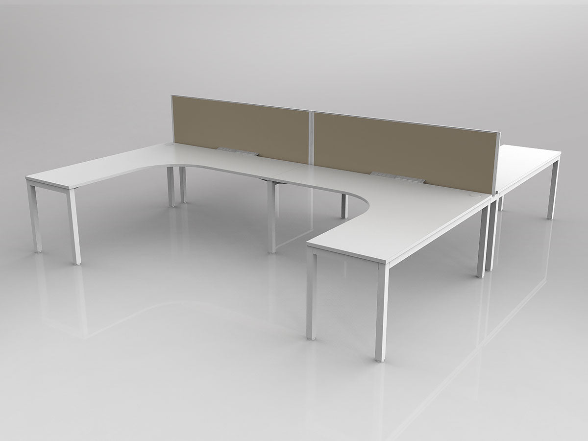OL Axis 4 User H-Shape 90° Workstation with Screen - Breathe Fabric