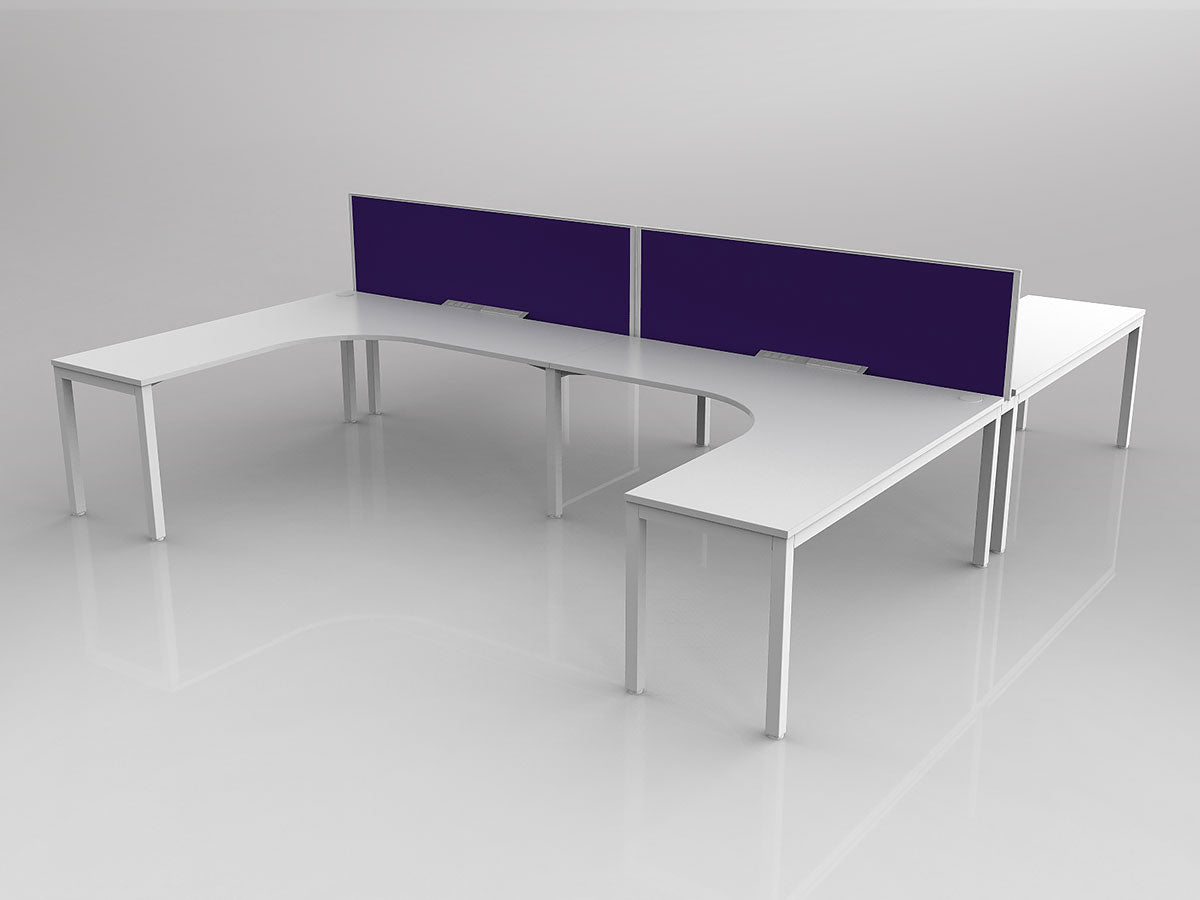 OL Axis 4 User H-Shape 90° Workstation with Screen - Breathe Fabric