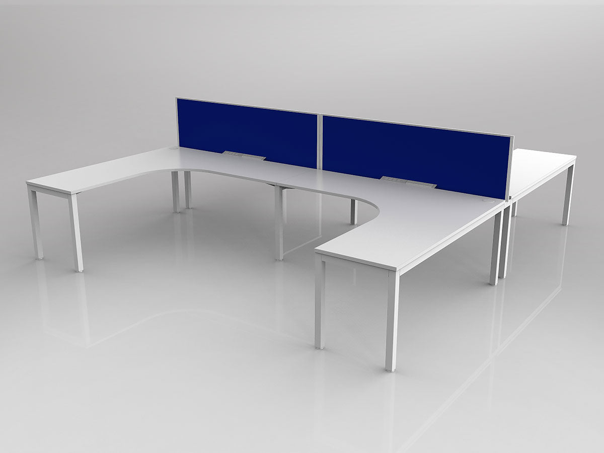 OL Axis 4 User H-Shape 90° Workstation with Screen - Breathe Fabric