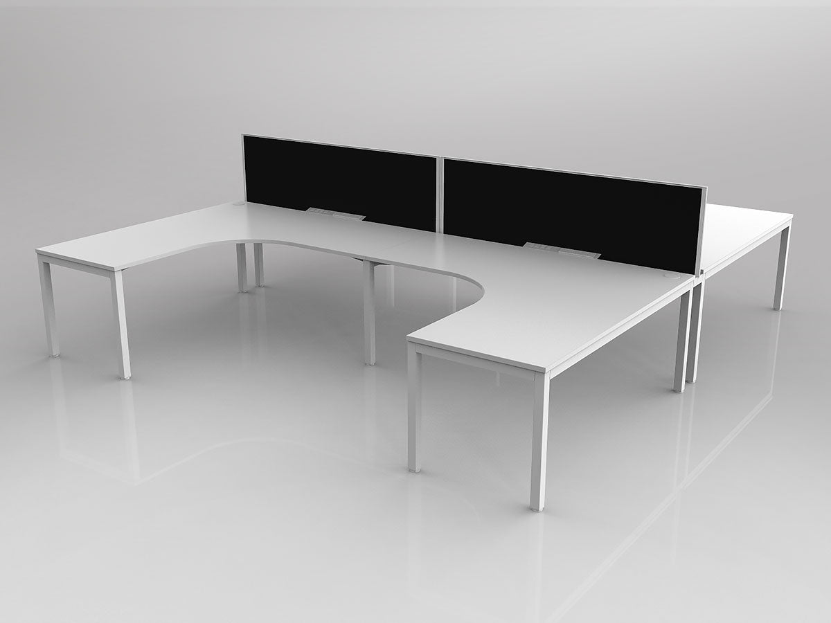 OL Axis 4 User H-Shape 90° Workstation with Screen - Breathe Fabric