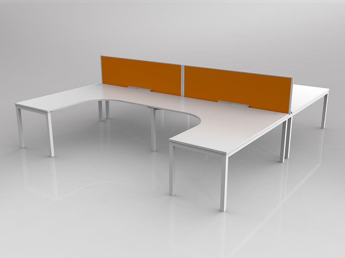 OL Axis 4 User H-Shape 90° Workstation with Screen - Breathe Fabric