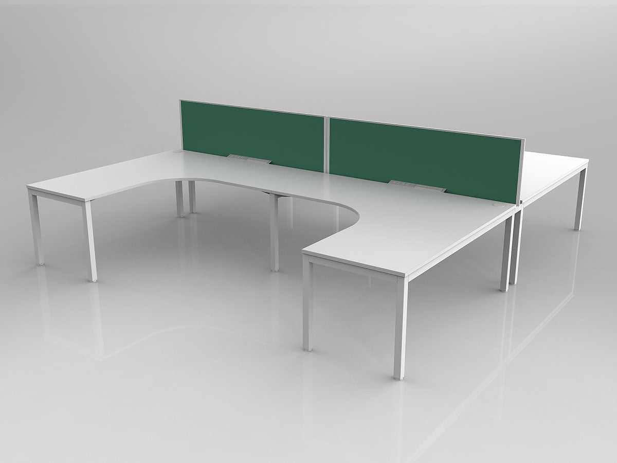 OL Axis 4 User H-Shape 90° Workstation with Screen - Breathe Fabric