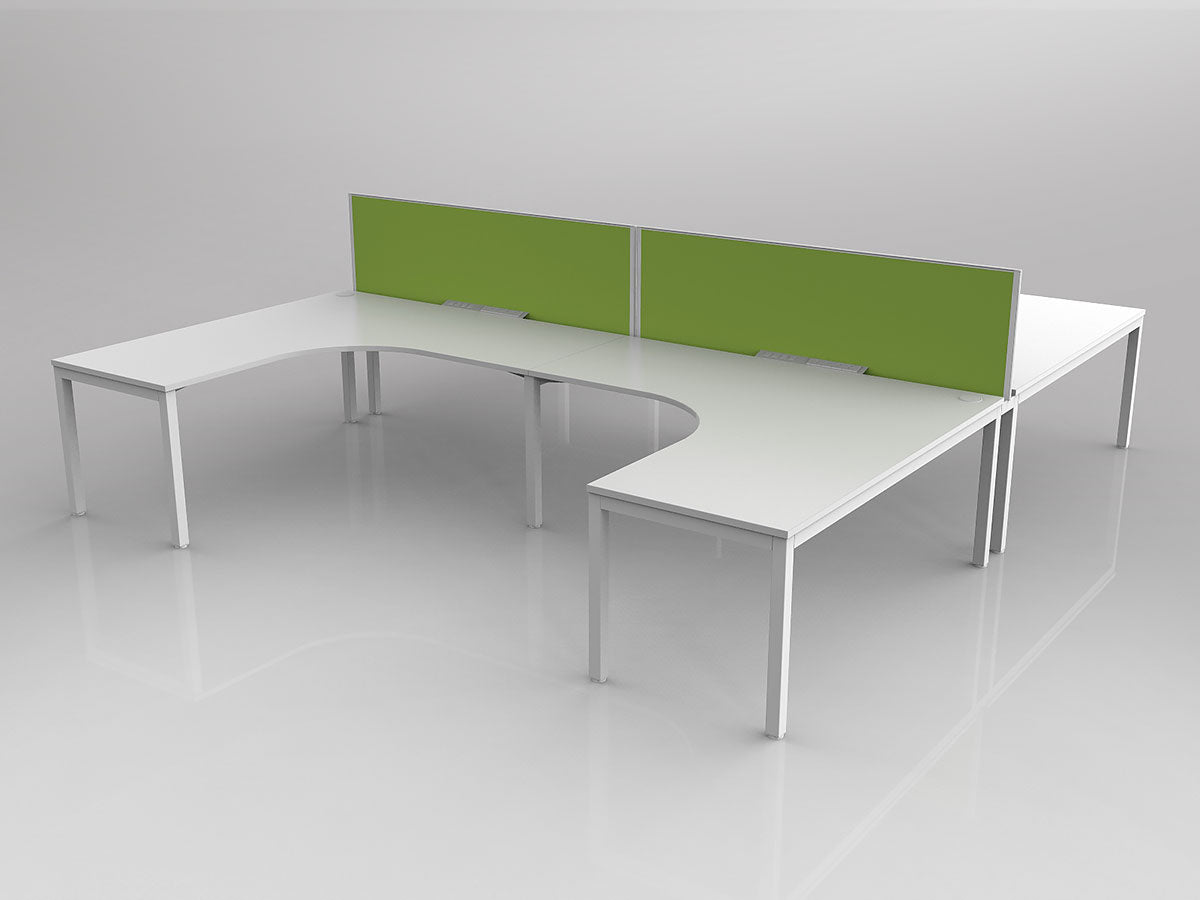 OL Axis 4 User H-Shape 90° Workstation with Screen - Breathe Fabric