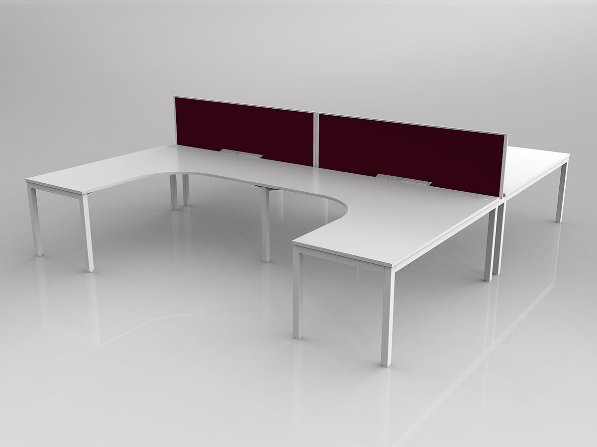 OL Axis 4 User H-Shape 90° Workstation with Screen - Breathe Fabric